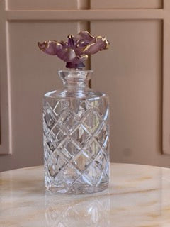 Mauve Fleur Crystal Perfume Bottle with Crossing Lines