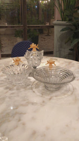 Amber Fleurs Crystal Round Bowl