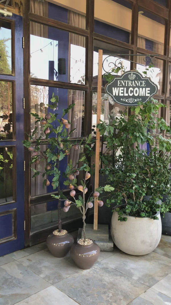 Faux Artificial Fig Tree with Porcelain Vase