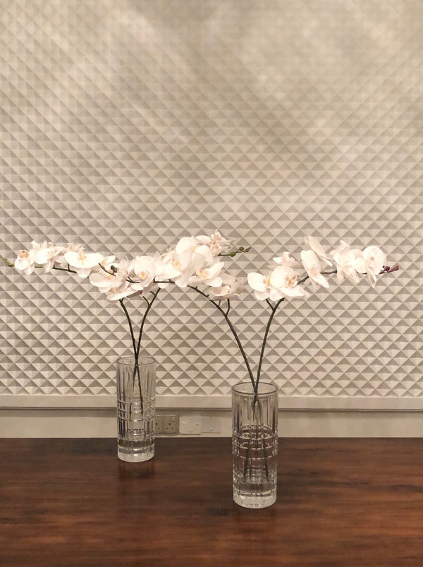 Silk Faux White Orchids Arrangement in Gel