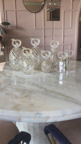 Frosted Fluer With Gold Lines Crystal Perfume Bottle