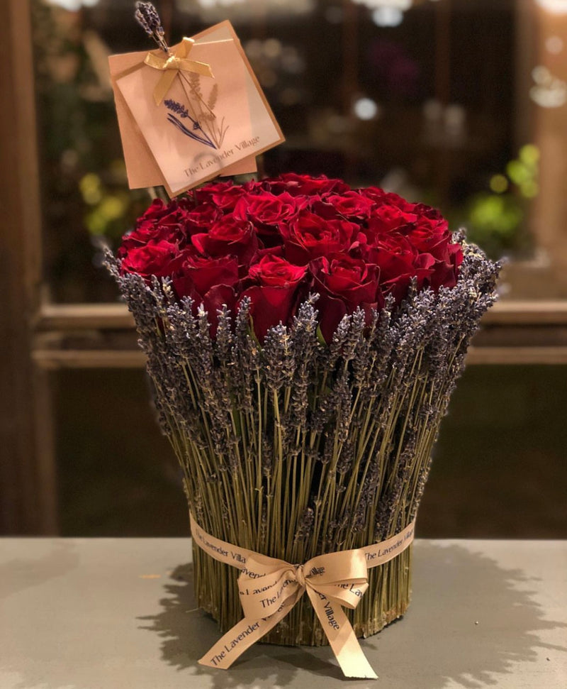 Lavender Love With Red Roses