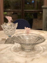 Coral Pink  Fluer Round Crystal Bowl