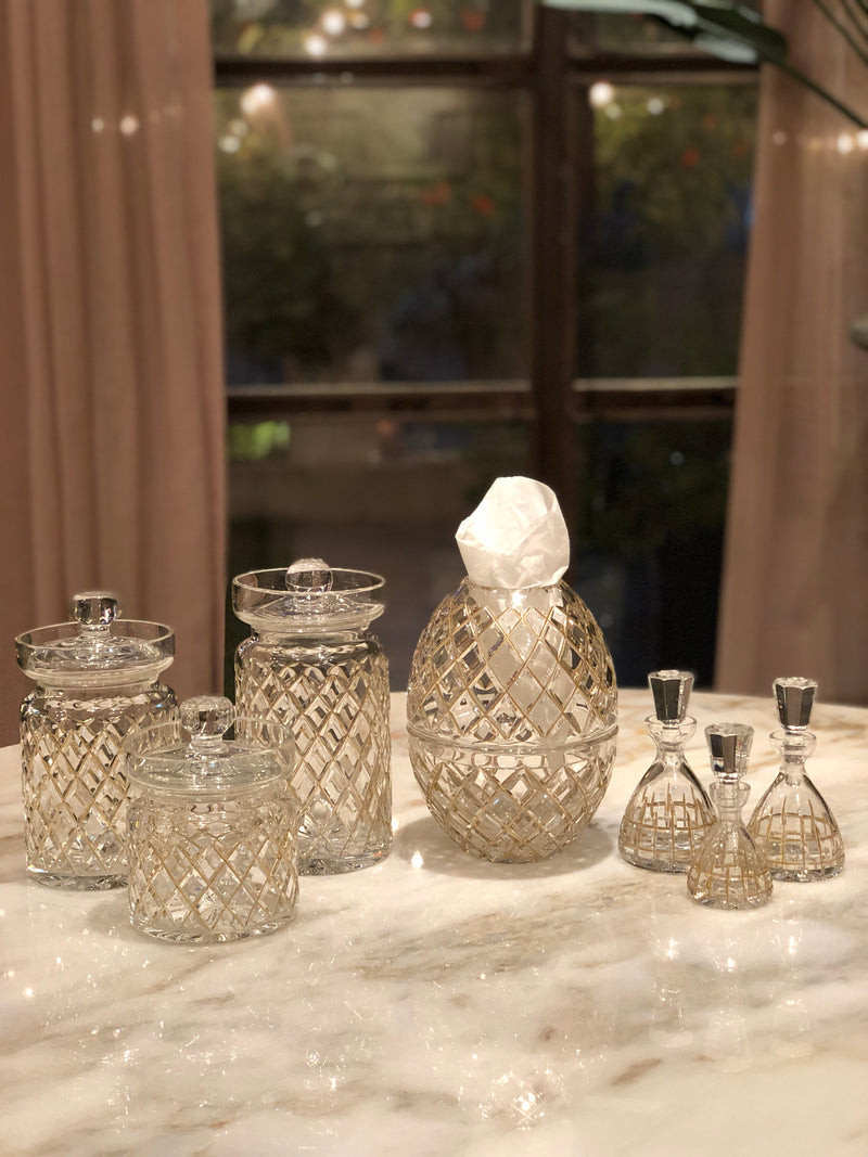 Timeless Crystal Perfume Bottles with Gold Lines