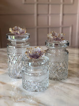 Georges Mauve Fleur Crystal Jars Set