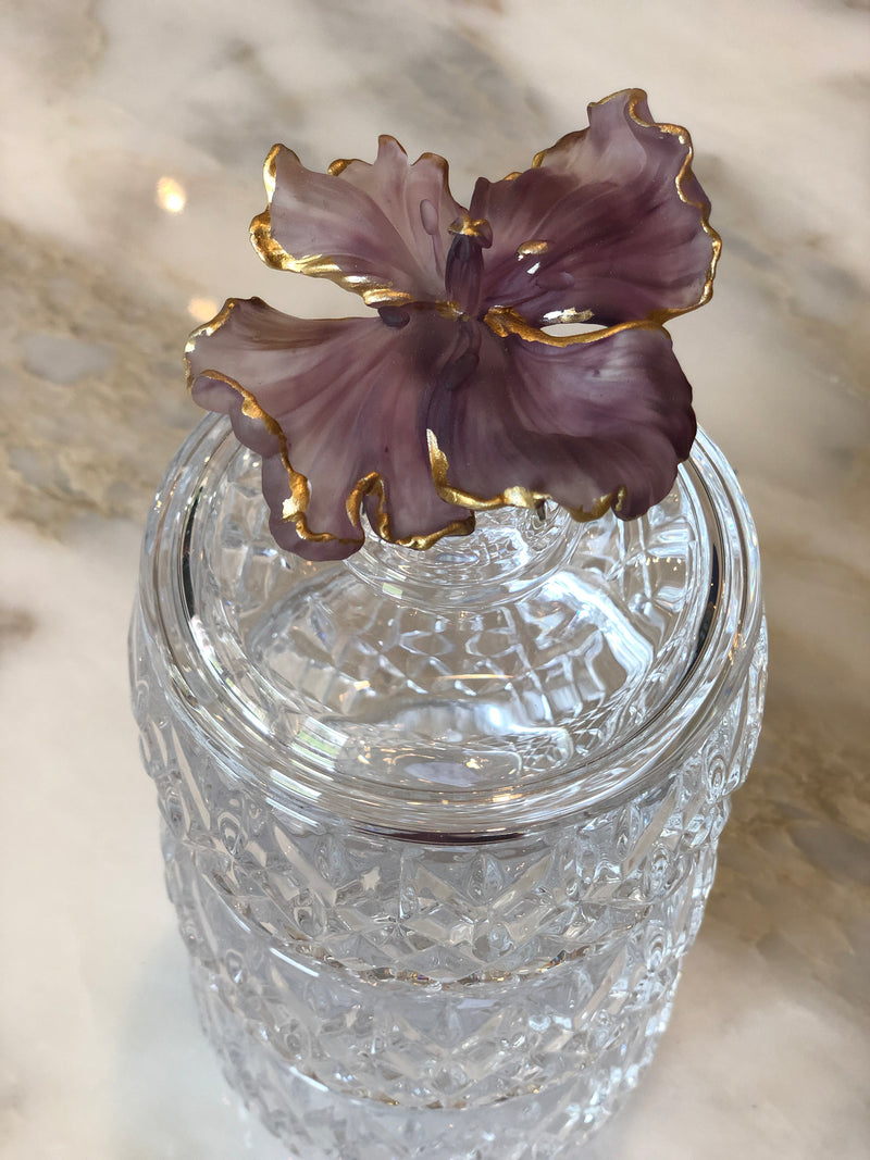 Bonbonniere Mauve Fleur 3 Layered Crystal Jar