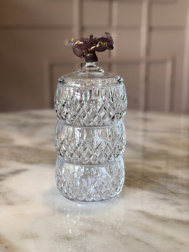 Bonbonniere Mauve Fleur 3 Layered Crystal Jar