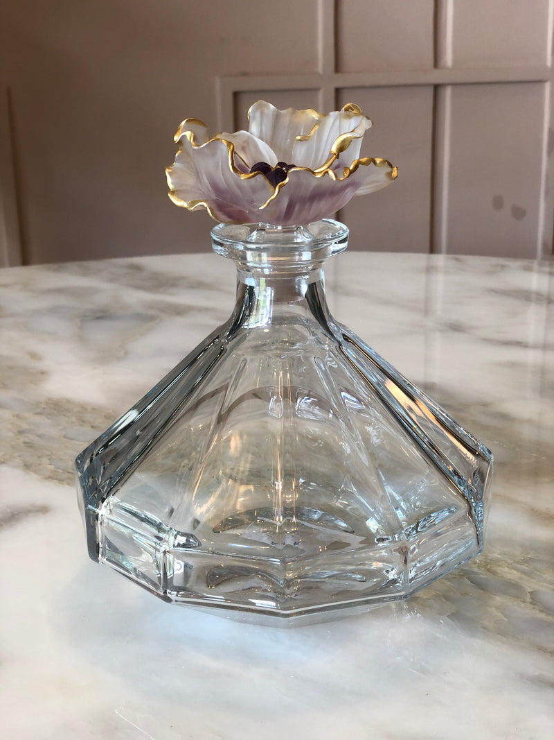 Venus Flat Carafe Mauve Fleur Crystal Bottle