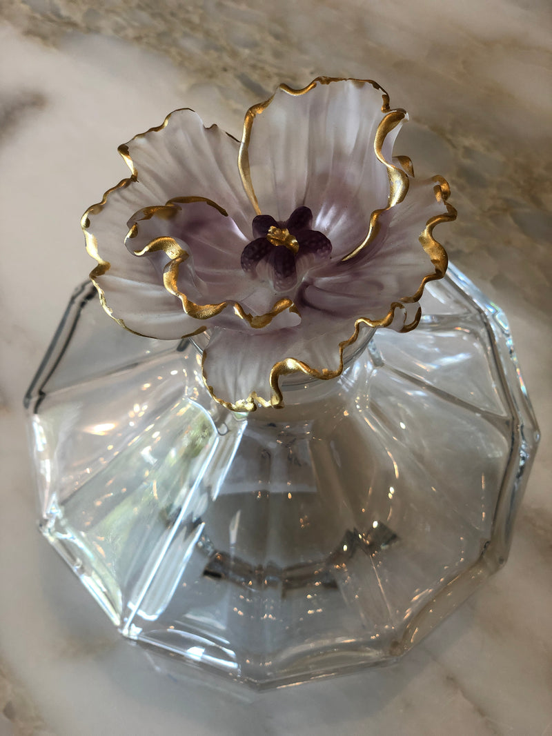 Venus Flat Carafe Mauve Fleur Crystal Bottle