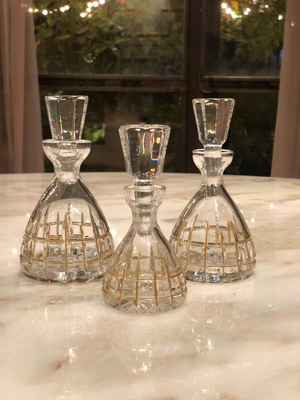 Timeless Crystal Perfume Bottles with Gold Lines