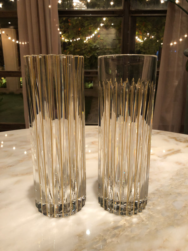 Timeless Crystal Vase with Gold Straight Lines