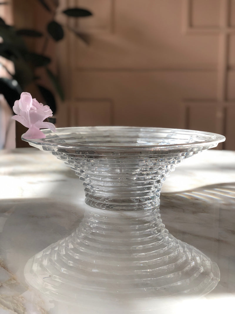 Coral Pink  Fluer Round Crystal Bowl