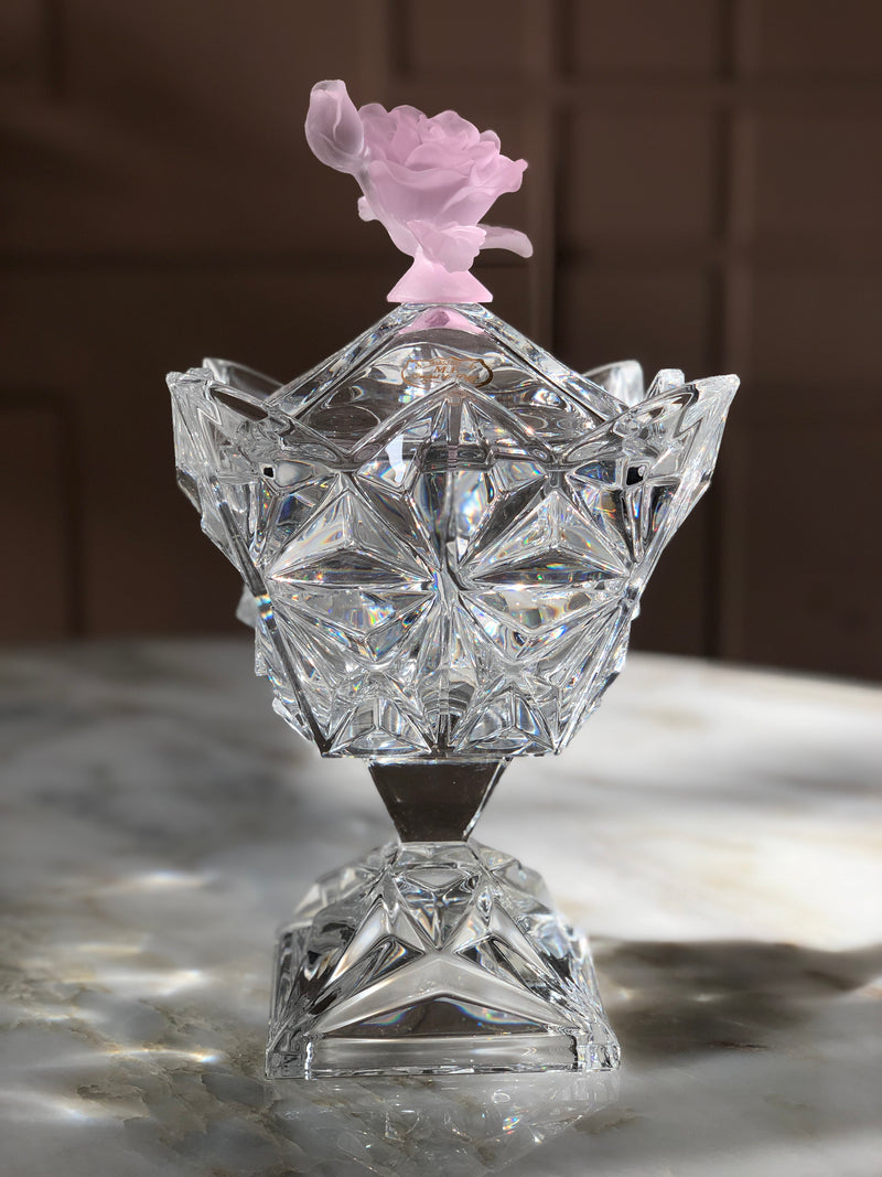 Coral Pink Fluer Pyramid Crystal Jar