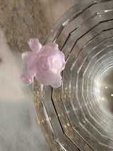 Coral Pink  Fluer Round Crystal Bowl