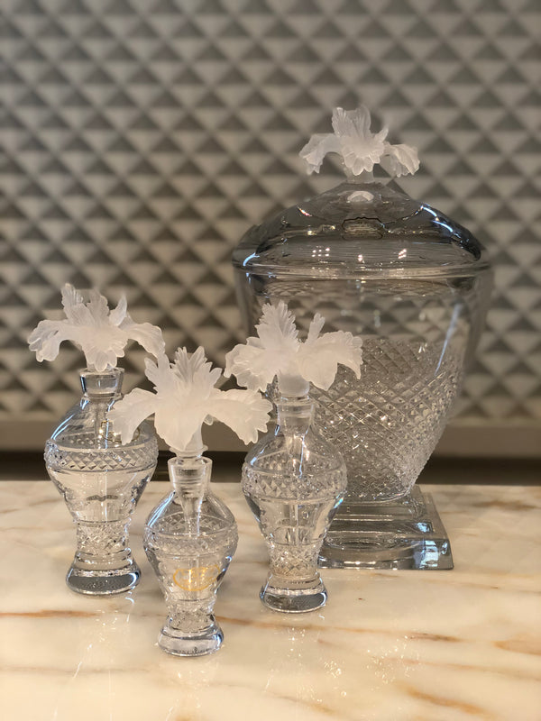 Candy Jar & Perfume Bottles With Frosted Flower