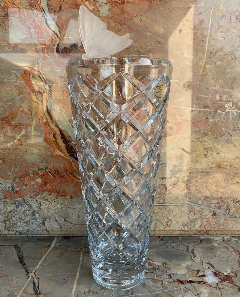 Frosted Butterfly Crystal Vase