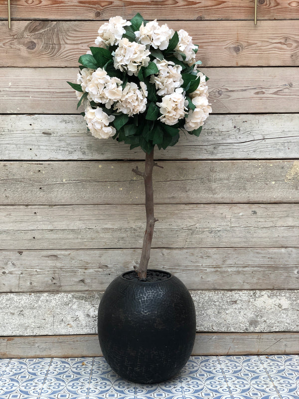 Faux Artificial Off-White Hydrangea Tree