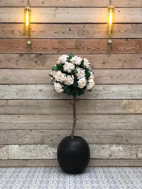 Faux Artificial Off-White Hydrangea Tree