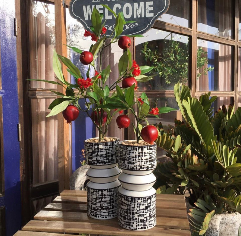 Faux Artificial Pomegranate Tree with Ceramic Vase