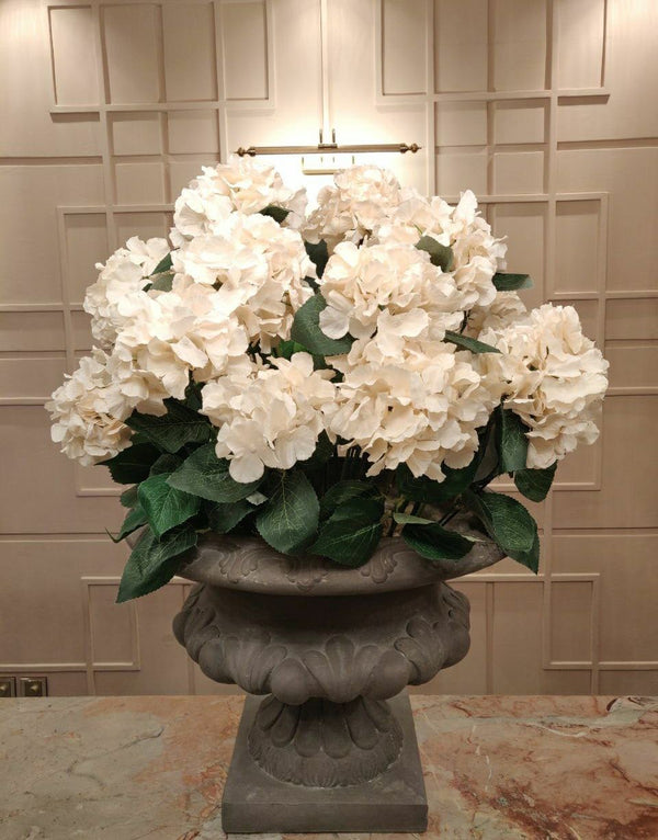 Silk Faux Hydrangea in Vintage Olympia Pot