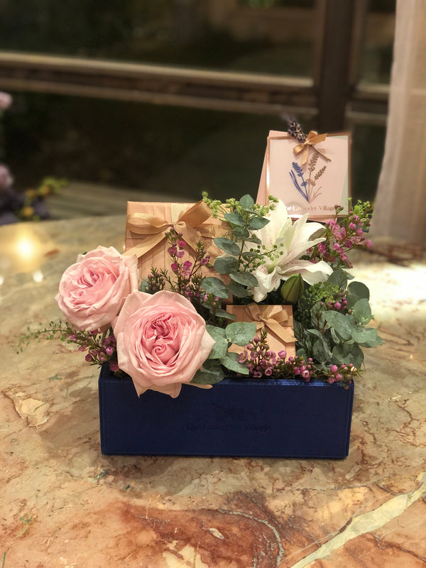 Luxury Leather Box with Flower Arrangement