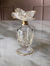 Frosted Fleur Crystal Perfume Bottle with Gold Lines