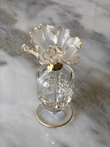 Frosted Fleur Crystal Perfume Bottle with Gold Lines