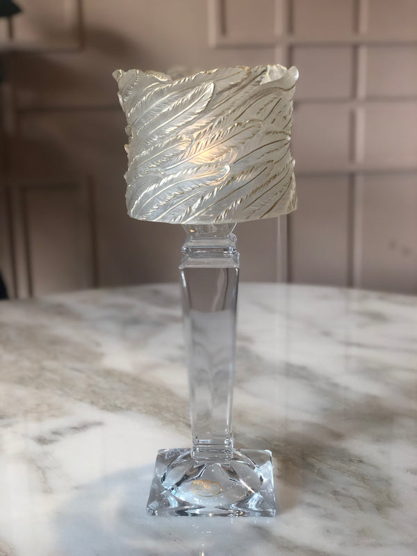 Frosted Candle Holder with Gold Accent in Clear Stand