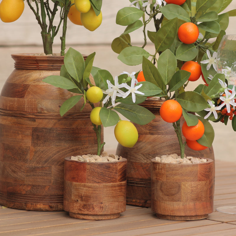 Faux Artificial Lemon & Orange Tree in Wooden Pots