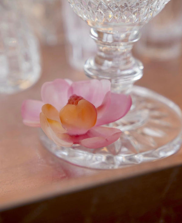 Pink Coral Fleur Crystal Vase