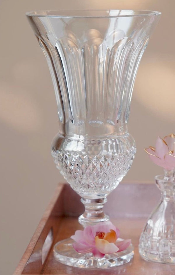 Pink Coral Fleur Crystal Vase