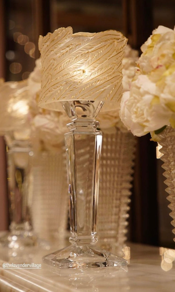 Frosted Candle Holder with Gold Accent in Clear Stand