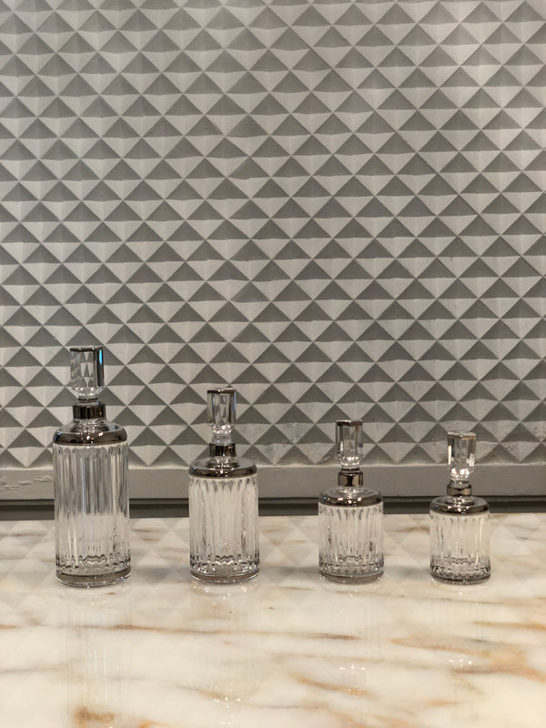 Timeless Crystal Perfume Bottles with Silver Lines