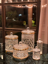 Classic Crystal Jars With Gold Lines