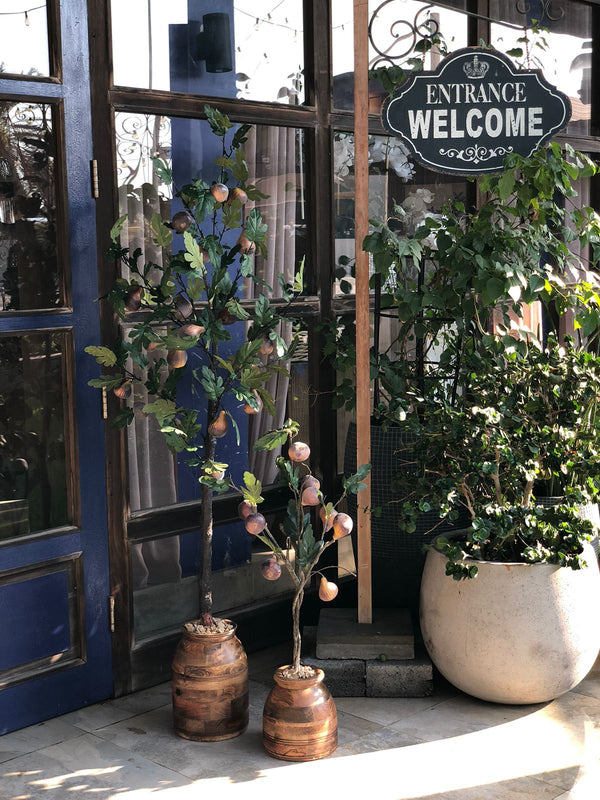 Faux Artificial Fig Tree in Wooden Pot