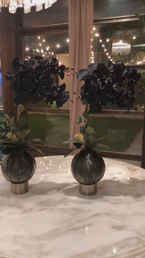 Silk Faux Spanish Black Orchids Arrangement